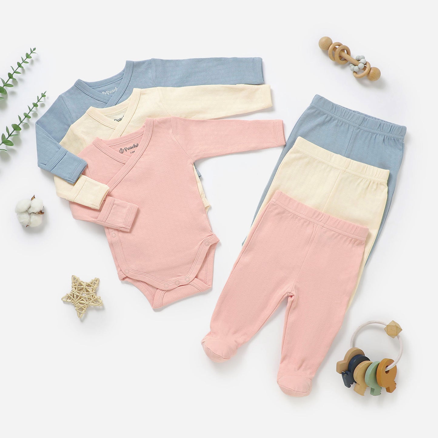 סט בגד גוף מעטפת ורגלית מכותנה אורגנית Candy