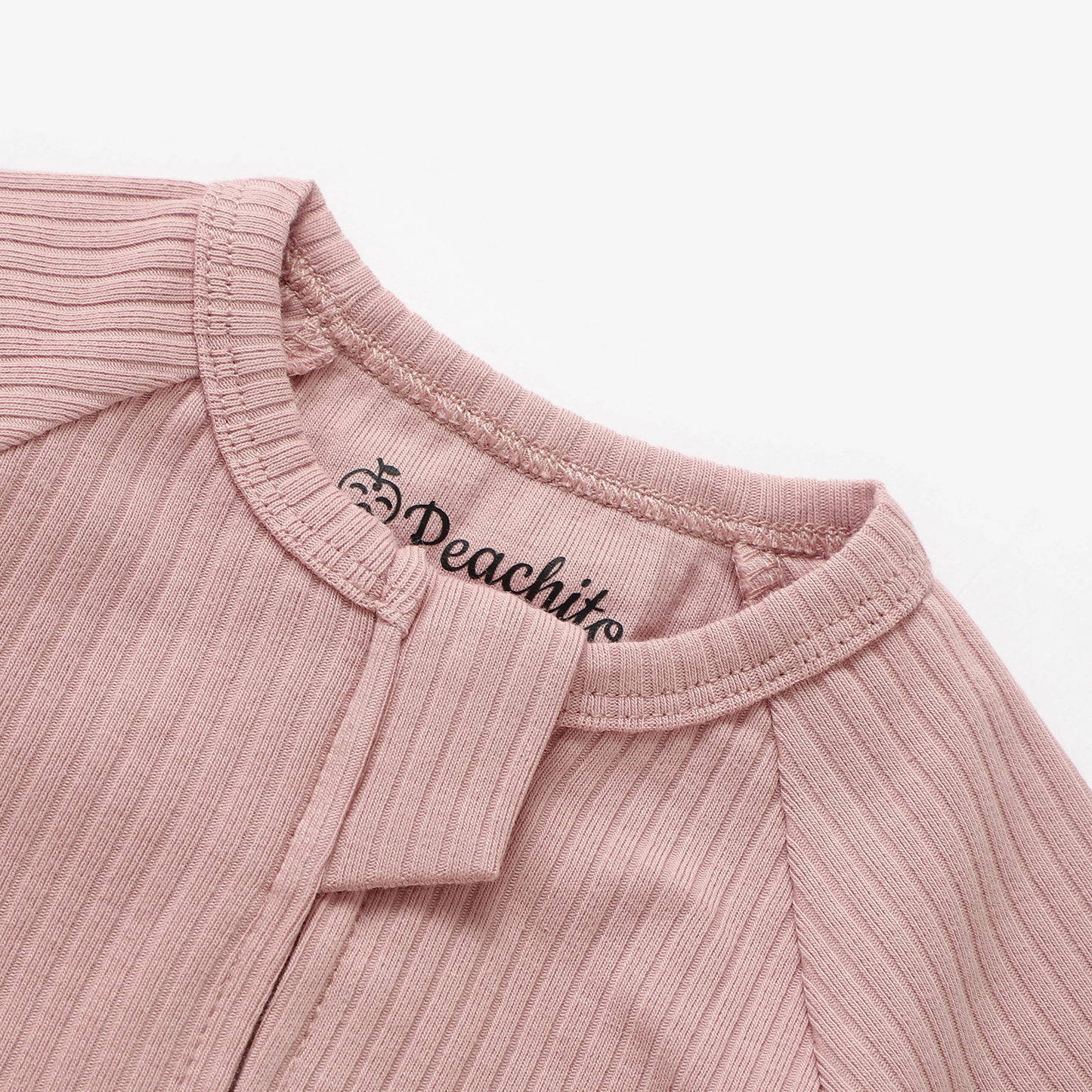 אוברול שרוול קצר עם רוכסן דו כיווני מכותנה אורגנית Blush