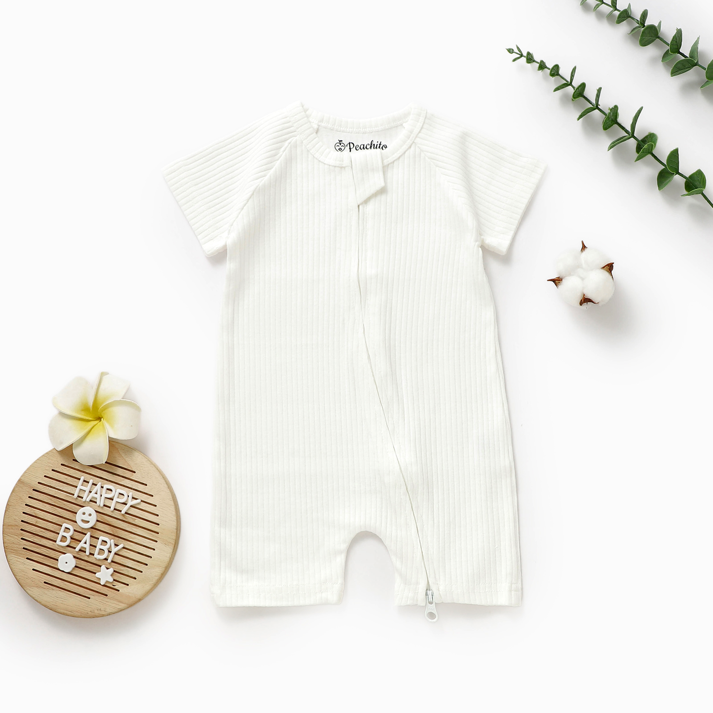 אוברול קצר עם רוכסן דו כיווני מכותנה אורגנית Snow