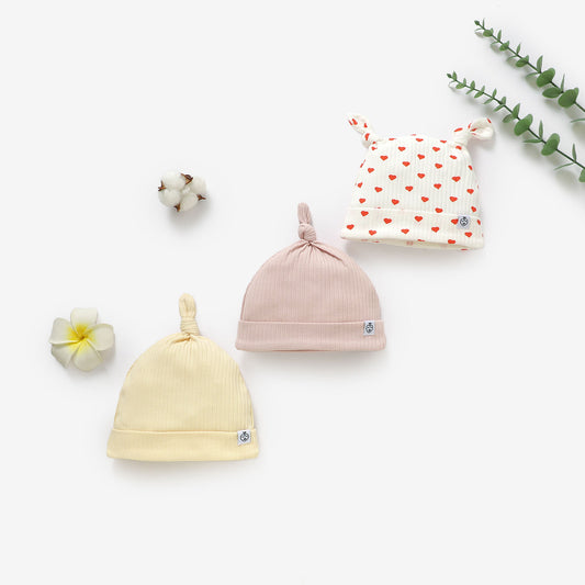 שלישיית כובעים מכותנה אורגנית Love