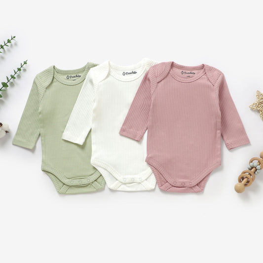 שלישיית בגדי גוף ארוכים מכותנה אורגנית Blush