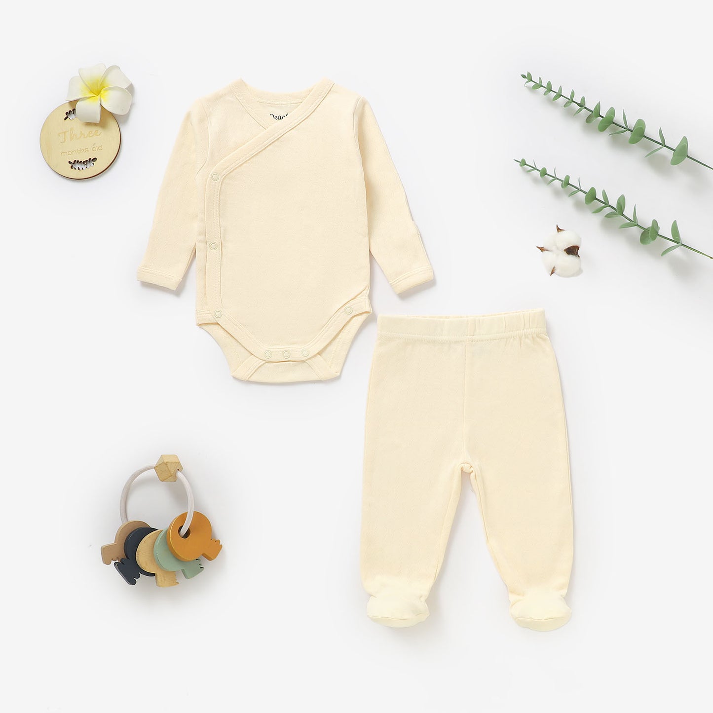 זוג בגדי גוף מעטפת ורגליות מכותנה אורגנית Sky