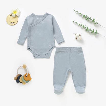 סט בגד גוף מעטפת ורגלית מכותנה אורגנית Sky