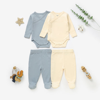 זוג בגדי גוף מעטפת ורגליות מכותנה אורגנית Sky