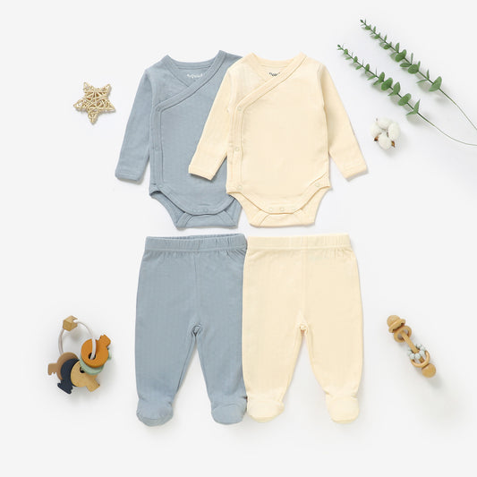 זוג בגדי גוף מעטפת ורגליות מכותנה אורגנית Sky