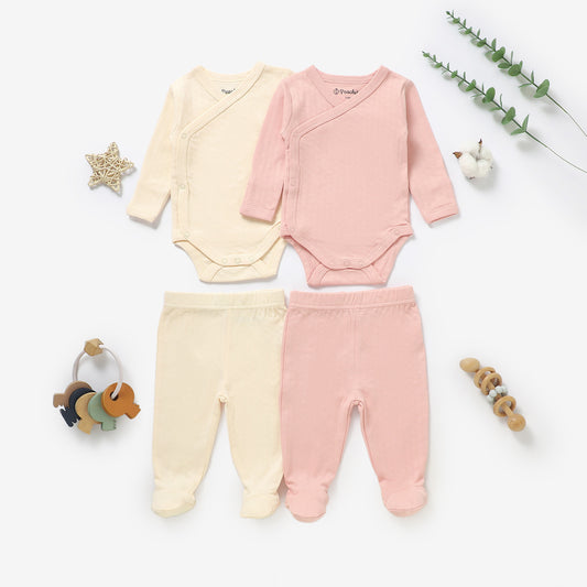 זוג בגדי גוף מעטפת ורגליות מכותנה אורגנית Candy