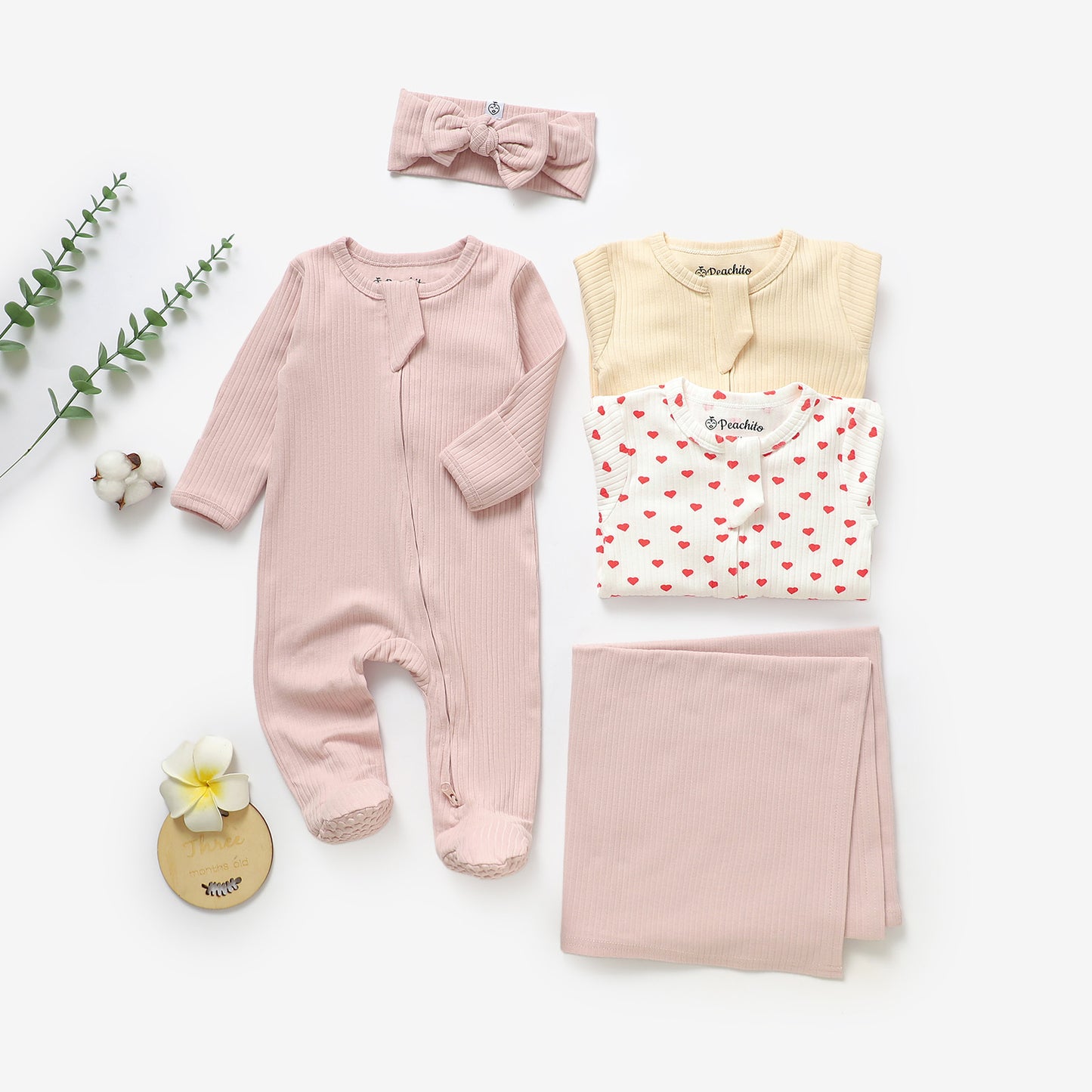 מארז אוברולים עם שמיכה וסרט מכותנה אורגנית Candy