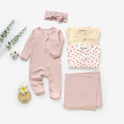 מארז אוברולים עם שמיכה וסרט מכותנה אורגנית Candy