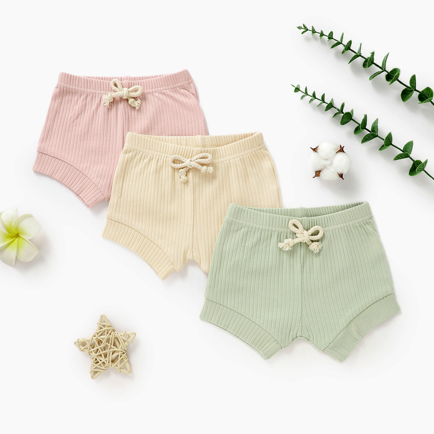 שלישיית שורטים קצרים מכותנה אורגנית Candy