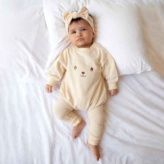 בגד גוף פוטר מכותנה אורגנית Cream