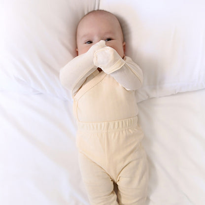 סט בגד גוף מעטפת ורגלית מכותנה אורגנית Cream