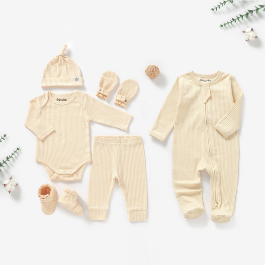 סט בייבי ואוברול מכותנה אורגנית Cream