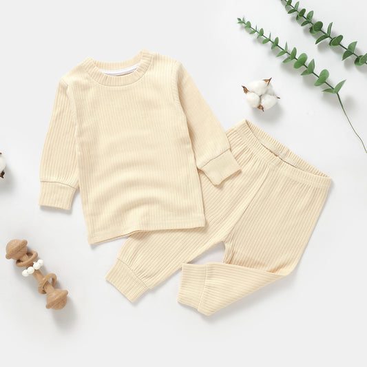 סט חולצה ומכנסיים מכותנה אורגנית Cream