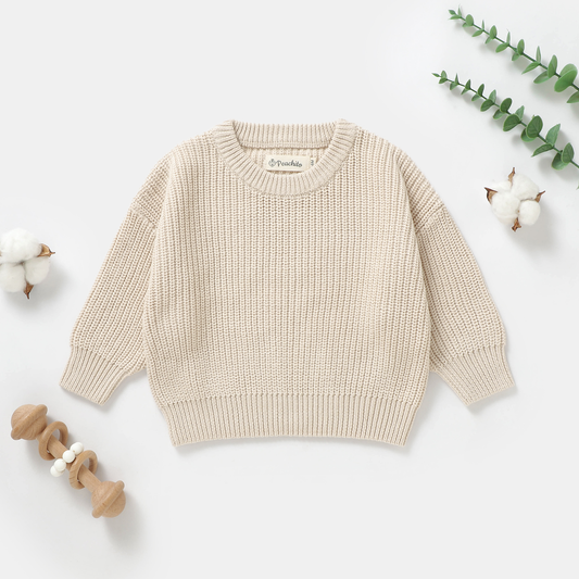 סוודר סרוג מכותנה אורגנית Cream