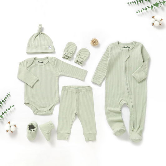 סט בייבי ואוברול מכותנה אורגנית Mint