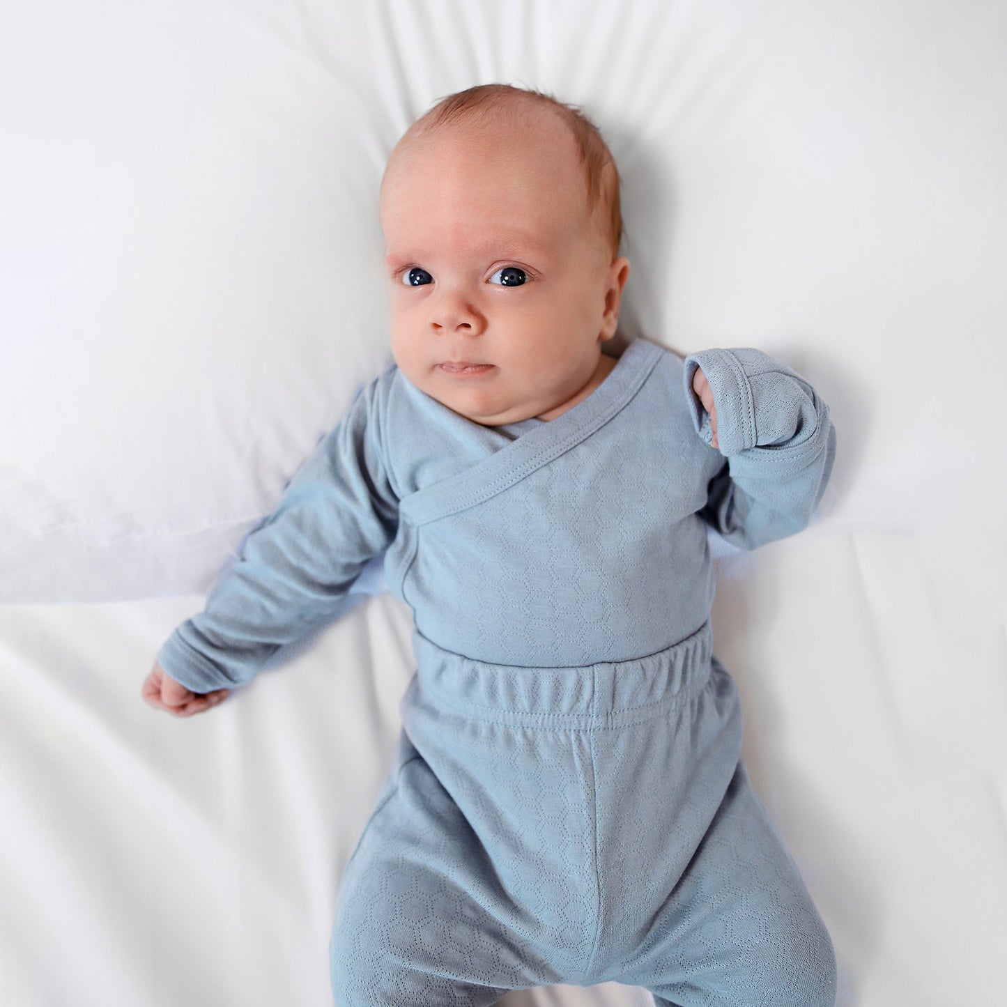 סט בגד גוף מעטפת ורגלית מכותנה אורגנית Sky